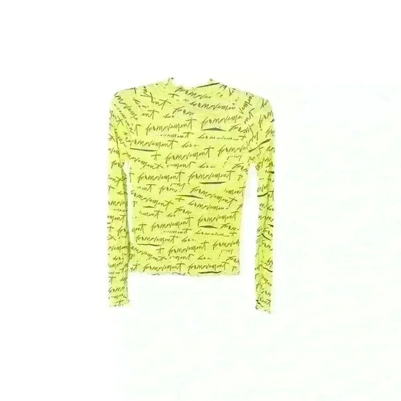 FREE PEOPLE MOVEMENT LOGO PRINT LONG SLEEVE SHIRT MEDIUM GREEN NWOT SHEER - Picture 2 of 11